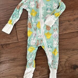 Little Sleepies Mint Bunny & Chick Zipper Footie